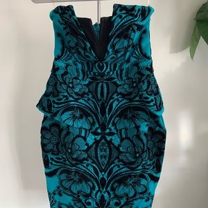 Lipsy London Strapless Green & Black dress. Size UK 10/ US 6